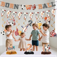 Born 2 Decorations – 13 Pcs Basketball Rugby Football Baseball Party Banner S…