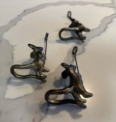 Set of 3 Cast Iron Mouse Table Card Holders Bronze-Tone Finish Whimsical Decor