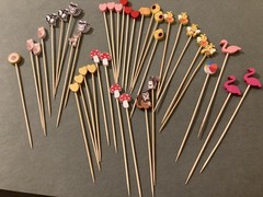 Novelty Bamboo Skewers Cupcake Picks Fruit Party Cake/plant picks -Lot 38 Pcs.