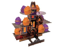Haunted House Cupcake Stand Halloween Party Supplies Lot (Pack of 2) Cookies New