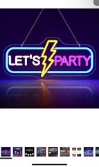 Lets Party Neon Sign, Dimmable Neon Lights Signs, 16.5 x 7.5 inch LED Signs