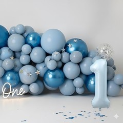 Big Number 1 Balloons, Light Matte Sky Blue Foil 1 Balloon Numbers 40 Inch, G…