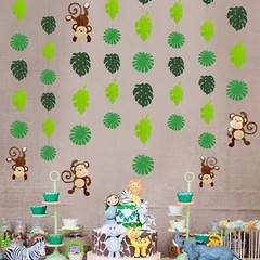 Monkey Palm Leaves Cutouts Garland Jungle Party Decorations Monkeys