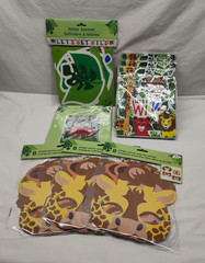 New «Let’s Get Wild» Jungle Safari Party Supplies Lot Masks Napkins Mural Banner