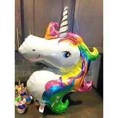 Unicorn Cupcake Wrappers Toppers & Balloon Rainbow Party Supplies