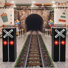 2 Pcs Train Party Decorations 17 Inch Railroad Crossing Sign Track Classic