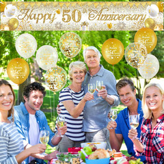 50Th Wedding Anniversary Decorations White Gold Happy 50Th Anniversary Yard Bann