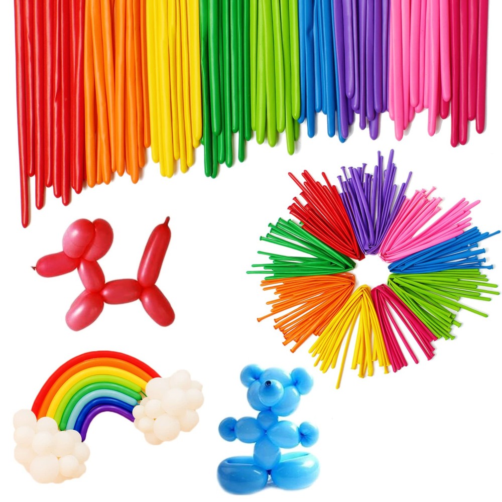 100 Long Figure Balloons, Assorted Colors for Parties and Decoratio