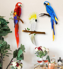 Tropical Birds Honeycomb Parrot Paper 3D Cutouts Hanging Ornaments Hawaiian Them