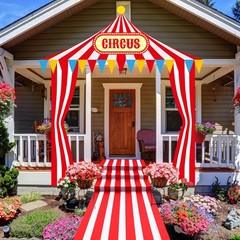 Fanfanwin 4 Pcs Carnival Circus Tent Decorations Halloween Party Entryway Decor