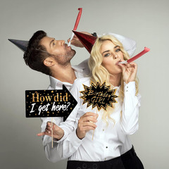 24 Pieces Photo Booth Props Birthday with Stick Happy Birthday Weddings Graduati