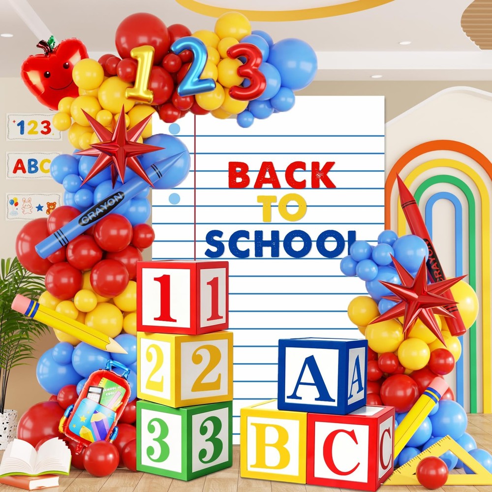 Back To School Decorations, Back To School Balloon Arch Kit with Notebook Pap…