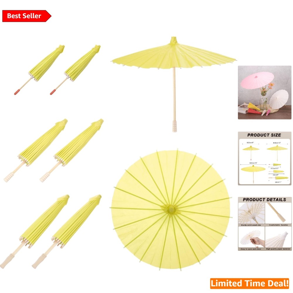 Paper Umbrella Set 8 12 16 Yellow for Photography and Decoration