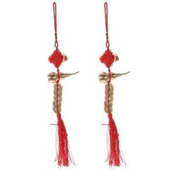 2PCS Gourd Brass Pendants Chinese Knot Ornaments Chinese Style Decorations
