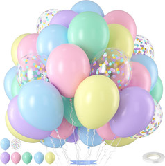 Pastel Balloons,12 Inch Macaron Pink Purple Blue Yellow Green Colorful Confetti