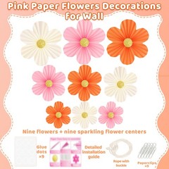 Pink and Orange Party Decorations Paper Flowers for