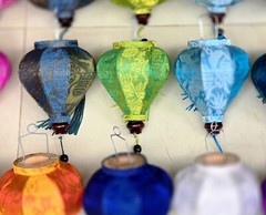 Set 24 pcs Vietnamese silk lanterns 10cm, string lanterns for wedding tent decor