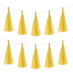 15Pcs Light Yellow Tassel Garland Banner with Rope