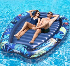 2026 Luxury 2 Person Inflatable Tanning Pool Lounger Float, 90 x 67 Inch Extr…