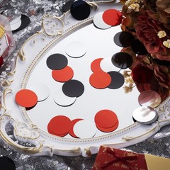 300 PCS Red Black Silver Table Confetti Metallic Circle Dot Decor 1.2 Inch