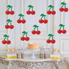 Cherry Hanging Swirl Decorations Sweet Girl Birthday Baby Shower Foil Decor