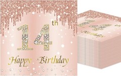 40PCS 90th birthday napkins Rose Gold 90th birthday party decorations Vintage 19