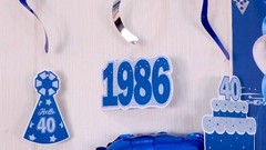 40th Birthday Decorations for Men & Women, Vintage 1986 Banner, Blue & Silver Ba