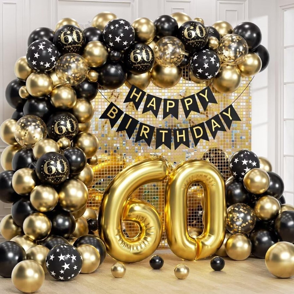 60th Decorations for Men Woman with Happy 60th Decorations Banner 60 Balloon …