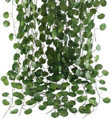 12 Pack 84 Feet Artificial Fake Hanging Vines Plant Faux Silk Green Green-12