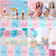 3PCS Plastic Gender Reveal Tablecloths,Gender Reveal Party Supplies Disposabl…
