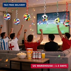 12 PCS World Cup Decorations, Soccer Birthday Party Decorations, Hanging Swirl S