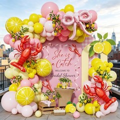Pink and Yellow Balloon Arch Kit for Lemonade Crawfish Boil Party Decor