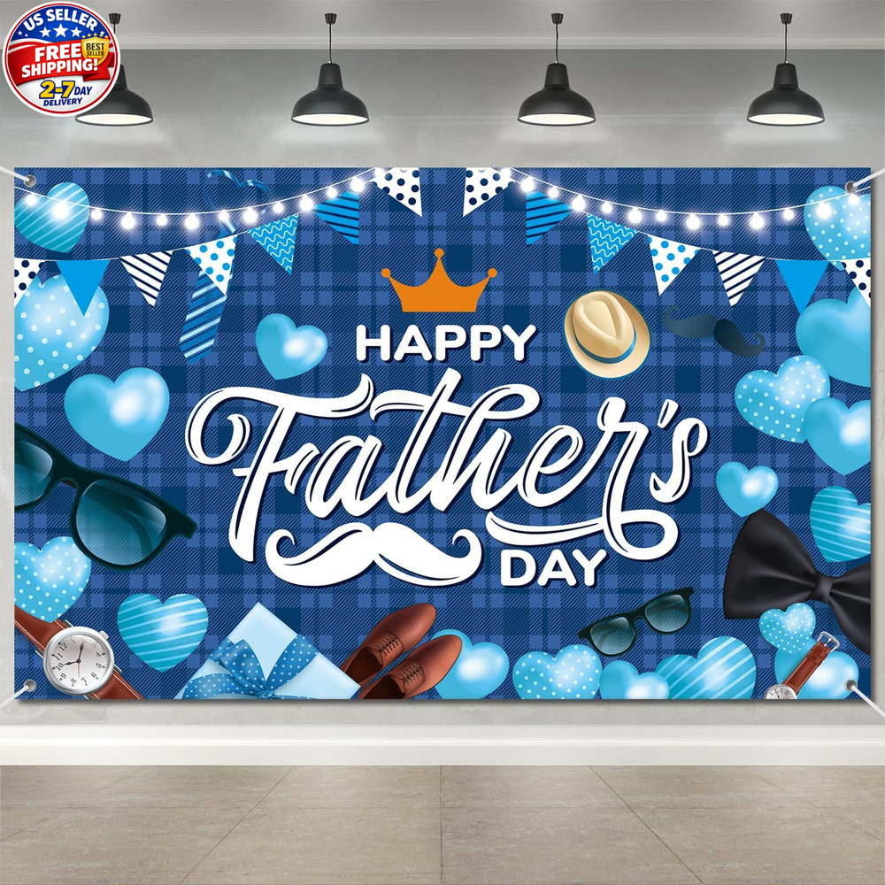 Happy Fathers Day Banner Decorations 70.9×45.3in Extra Large Size Father’s Day B