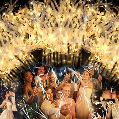 30 Pack LED Light Up Ribbon Wands Wedding Bell Party Favors
