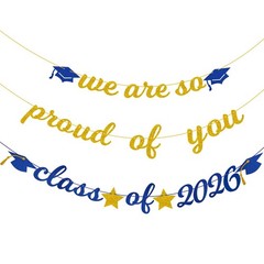 Graduation Banner 2026, Gold Glitter-We Are So Proud of You Graduation Party …