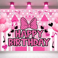 Pink Birthday Party Supplies Mouse 2nd Birthday Party Supplies Backdrop for G…
