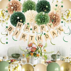 Green Birthday Party Decorations for Women Girls with Happy Birthday Banner,T…