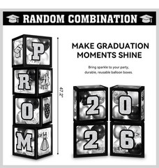 Prom Decorations 2026 Glam Photo Set, 4 Balloon Boxes With Stickers