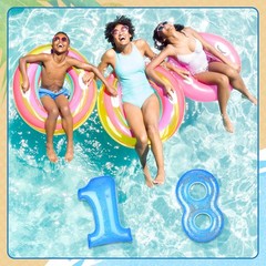 Inflatable Pool Floats Number, 20 Inch Blue Number 0-9 Giant Pool Party Decor…