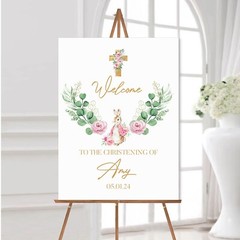 Personalised Christening Welcome Sign Baptism Party Poster Peter Rabbit Theme