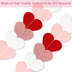 Valentines Decorations Red Pink White Rose Gold Glitter Heart Garland Strings…
