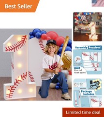 Big 3ft Baseball Marquee Number 1 with Lights – Kid’s Birthday Essential