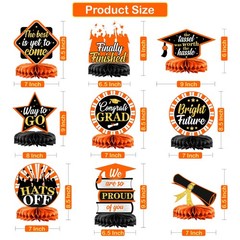 , Orange and Black Graduation Centerpieces for Tables 2025 – Pack of 9 | Blac…