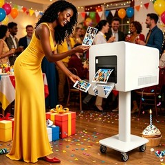 Photo Booth Station with Printer Enclosure,Selfie Kiosk Stand for Wedding Party