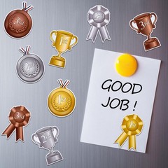 54 PCS Assorted Award Ribbon Cutouts Gold Silver Bronze Medals 1st 2nd 3rd