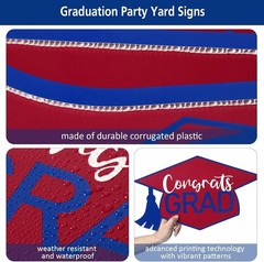 Graduation Yard Signs 11 Pcs for 2026 Lawn Party Decor with Stakes Red Blue