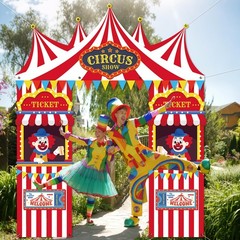 3Pcs Carnival Circus Tent Porch Banner Decorations Circus Party Awning Hangin…