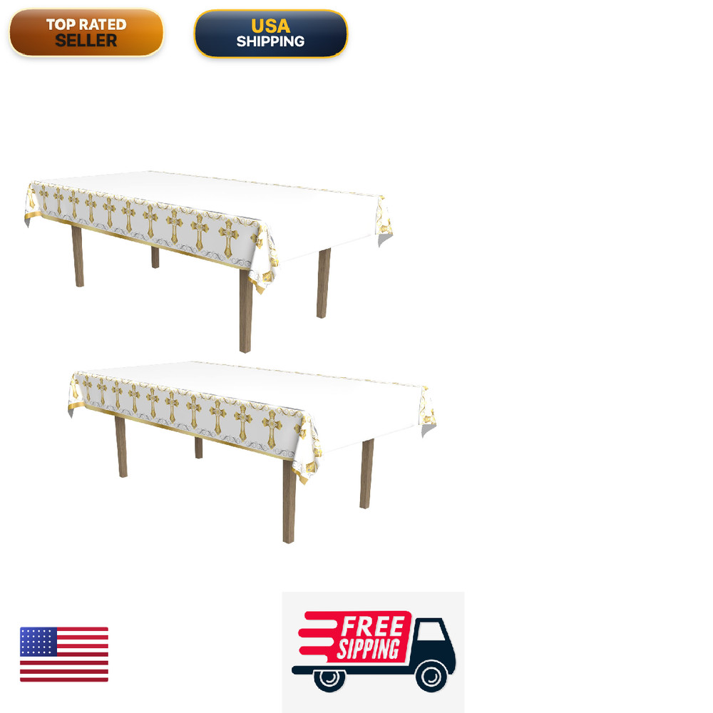 Beistle Religious Tablecover 54 X 108 2 Table Cloth First Communion Decorations