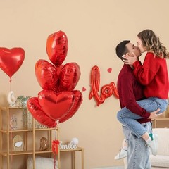 5-30pcs 18in Red Heart Foil Balloons Valentine’s Wedding Anniversary Party Decor