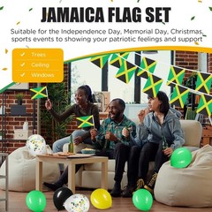 56 Pcs Jamaica Party Decorations Set 2 Jamaican String Flag Banner 10 Hand He…
